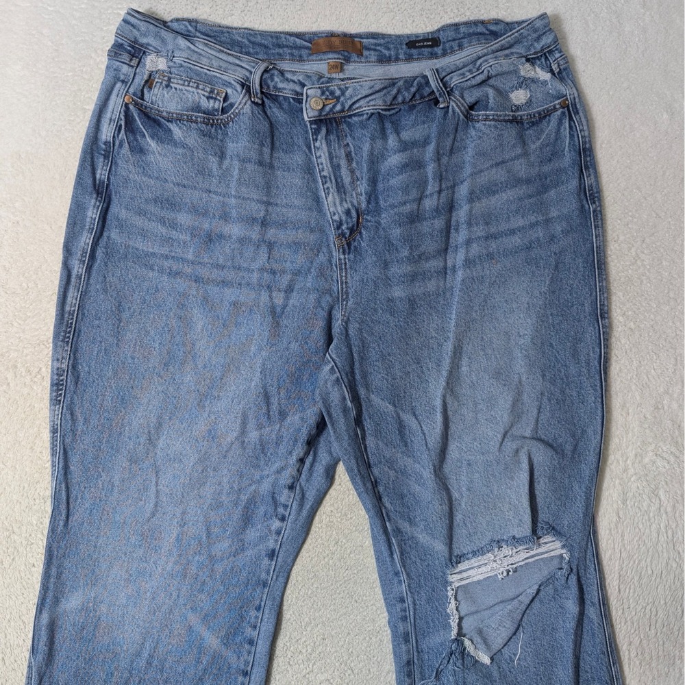 Judy Blue Dad Jean Women 24W 42/31 Blue Distressed Relaxed Stretch